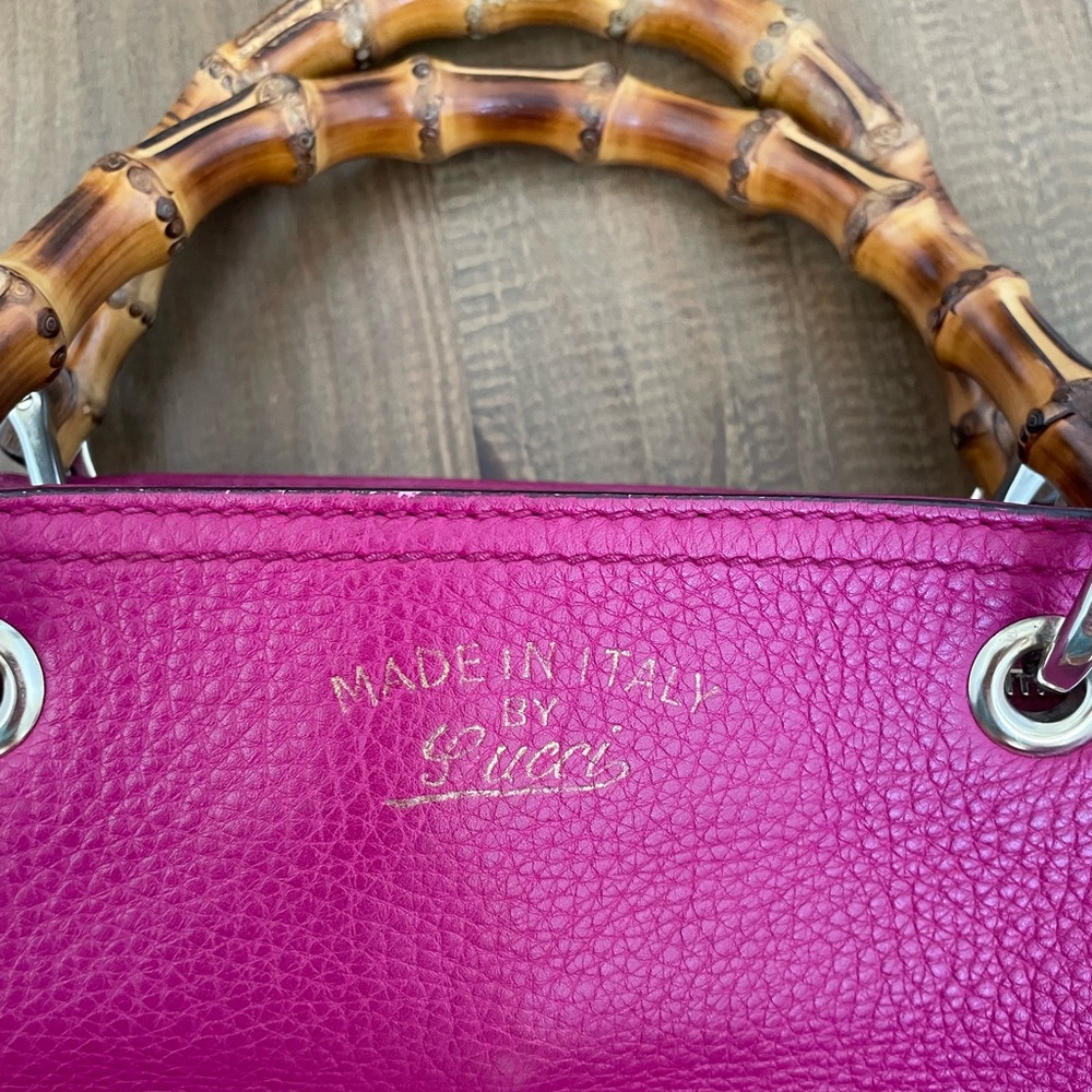 Gucci Fuchsia Leather Bag with Bamboo Handles